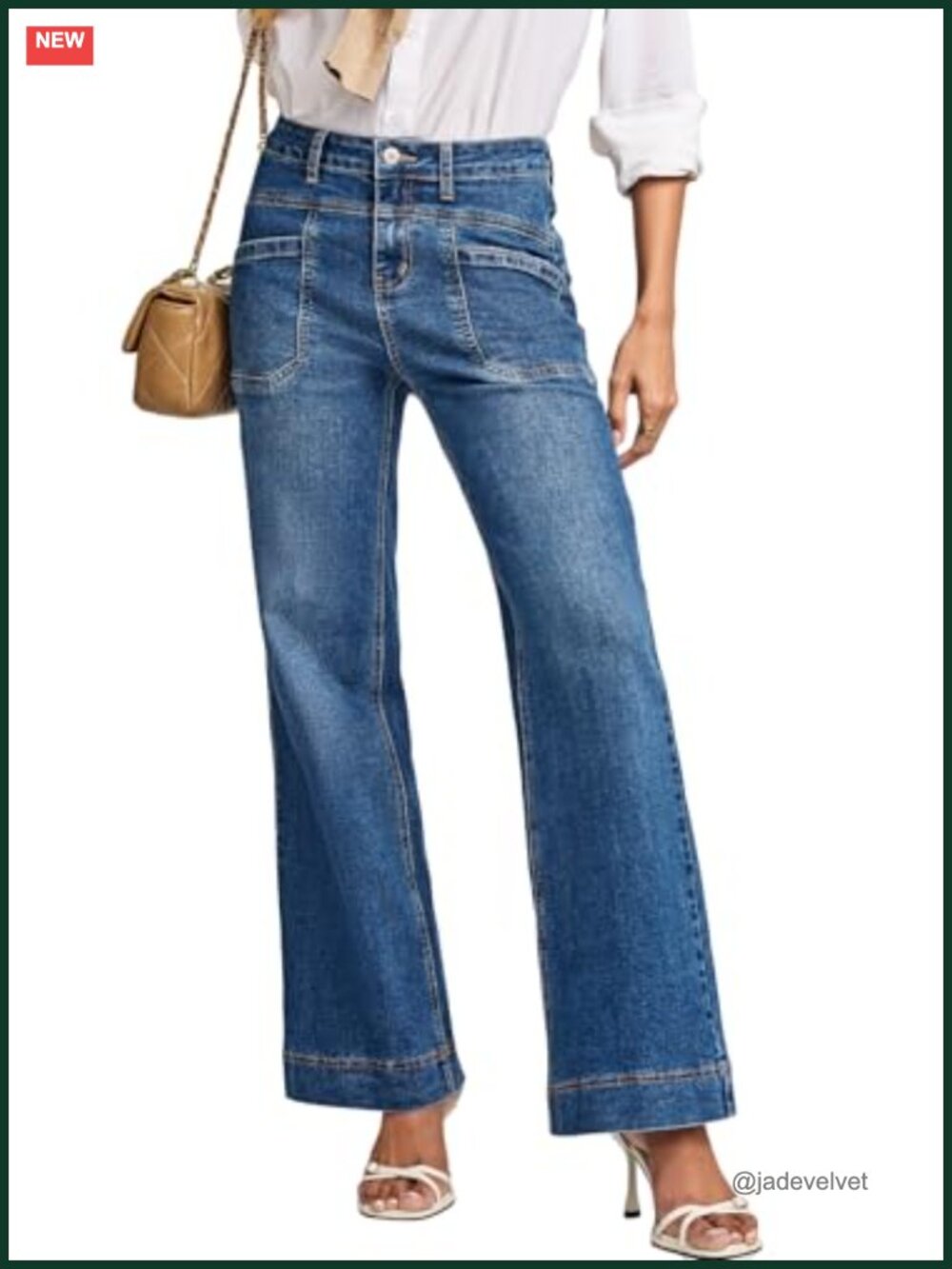Womens High Rise Wide Leg Bootcut Jeans Stretchy Denim Pants